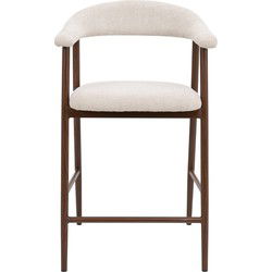 Barkruk Mila Beige/Walnoot 75cm - Giga Meubel - Set van 2