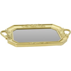 Excellent Houseware Dienblad/kaarsplateau - spiegelbodem - goud - Kaarsenonderzetter - 39 x 35 cm - Kaarsenplateaus