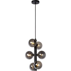 Poggio zwarte hanglamp diameter 25,5 cm 6xG9