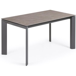 Kave Home - Axis uitschuifbare tafel van porselein met antraciet stalen poten 140 (200) cm