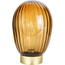 LED Tafellamp Amber - Bruin - Goud - Werkt op batterijen (incl. lamp) -  Ø14 X 23,5 CM