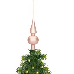 Glazen kerstboom piek/topper lichtroze mat 26 cm - kerstboompieken