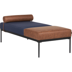MALMOS - Chaise longue - Donkerblauw - Kunstleer/Kunstlinnen
