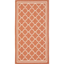 Safavieh Trellis Indoor/Outdoor Woven Area Rug, Courtyard Collection, CY6918, in Terracotta & Bone, 79 X 152 cm