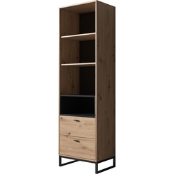 Meubella Boekenkast Ozzy - Eiken - Zwart - 60 cm