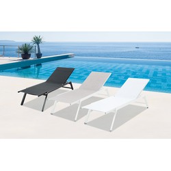 DKS loungestoel Quaoar aluminium wit texileen - ligstoel tuin