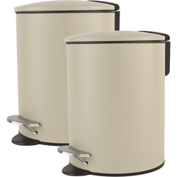 Nordix Pedaalemmer - 3 Liter - 2 stuks - Badkamer - Toilet - Beige - Metaal