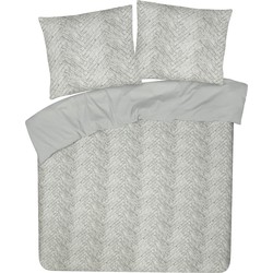 DoubleDry Dekbedovertrek My Design 100% Katoen - Tweepersoons 200x200 cm + 2 Kussenslopen - visgraad