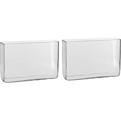 2x Hoge glazen vaas transparant glas rechthoekig 30 x 10 x 20 cm - Vazen