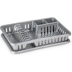 Plasticforte Afdruiprek met lekbak - 45 x 30 cm - grijs - Afwassen - Afdruiprekken
