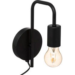 Atmosphera wandlamp 12 x 25 cm - zwart - E27 fitting - muur - metaal - Wandlampen