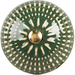 Clayre & Eef Deurknop Ø 4x3 cm Groen Keramiek