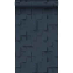 Origin Wallcoverings behang 3D kubussen donkerblauw - 50 x 900 cm - 347902