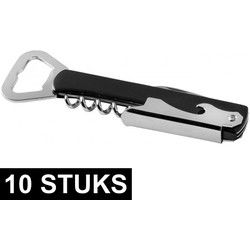 Luxe flesopener/kurkentrekker - 10x - Sommeliersmes - RVS/kunststof - Kelnersmessen