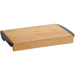 2-1 FSC® Bamboe Snijplank met 2 uitschuifbare opvang bakken - 2 Opvangbakken voor Groente of fruit - Keuken snijplank Rechthoekig - Snij Plank met opvangbak - Afm. 41 x 25 x 4 Cm - Zwart