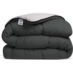 Avenue - Luxe en makkelijk dekbed zonder overtrek – Hoesloos Lits-jumeaux dekbed 240x220 cm – Anti-allergisch & hygiënisch – Wasbaar op 60°C – Wolkenzacht en soepel – Antraciet/Taupe-grijs – All Year comfort zomerdekbed & winterdekbed