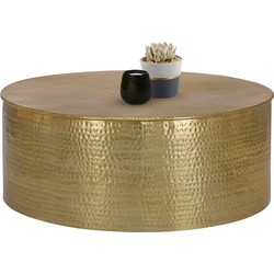 Salontafel Ø 90x37 cm goud in gehamerd aluminium look WOMO-Design