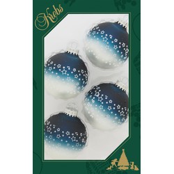 8x stuks luxe glazen kerstballen 7 cm blauw/wit met sterren - Kerstbal