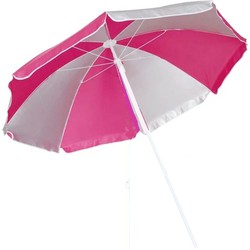 Parasol - roze/wit - D120 cm - UV-bescherming - incl. draagtas - Parasols