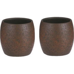 Mica Decorations Bloempot/plantenpot - 2x - roest/terracotta bruin - voor kamerplant - H12 x D14 cm - Plantenpotten