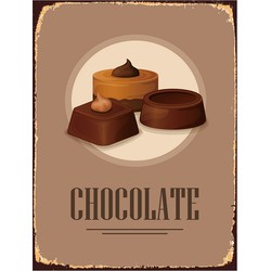 Clayre & Eef Tekstbord  25x33 cm Bruin Ijzer Chocolade Sweets Wandbord