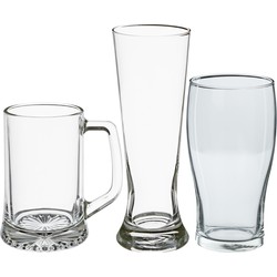 Bierglazen set - pilsglazen/bierpullen/pint glazen - 12x stuks - glas - Bierglazen