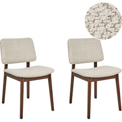 BLANE - Eetkamerstoel set van 2 - Donkerhout/Beige - Rubberhout