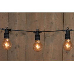 10 Partylights met filament 6cm led classic 10m/3m aanloopsnoer zwart