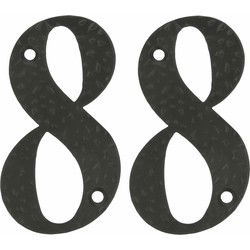AMIG Huisnummer 88 - massief gesmeed staal - 10cm - incl. bijpassende schroeven - zwart - Huisnummers