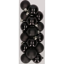 16x stuks kunststof kerstballen zwart 4 cm - Kerstbal