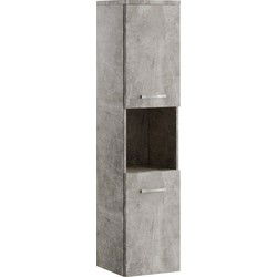 Badplaats Badkamerkast Montreal 30 x 30 x 131 cm - Beton Grijs - Hangende Kolomkast met 2 Deuren
