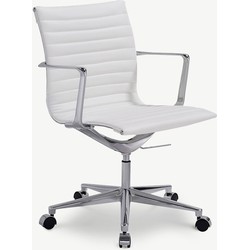Furnicher Walton bureaustoel - Leren zitting - Chroom frame - In hoogte verstelbaar - Draaibaar - Wit