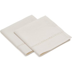 Kave Home - Set Sempa van 2 witte servetten van linnen en katoen met opengewerkt detail