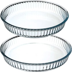 Ovenschalen set rond - Transparant Glas - Diameter 26 en 32 cm - Ovenschalen