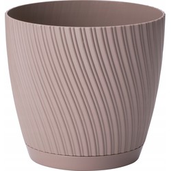 Form Plastic Plantenpot/bloempot Waves - kunststof - beige - D13 x H12 cm - Plantenpotten