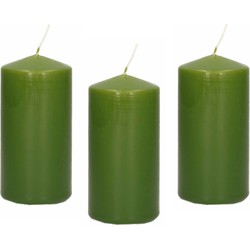 12x Kaarsen olijfgroen 6 x 12 cm 40 branduren sfeerkaarsen - Stompkaarsen