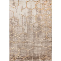 Tapijtenloods Fashion Club - Laagpolig Vloerkleed - Design Tapijt - Beige Goud- 160x230 CM