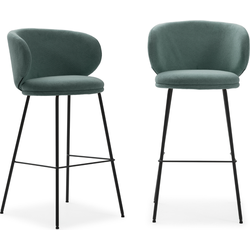 Set van 2 krukken in stof met zwarte metalen poten H65 cm - RUSH