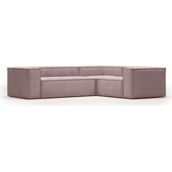 Kave Home - Blok 3 zits hoekbank in dik roze ribfluweel 290 x 230 cm / 230 x 290 cm