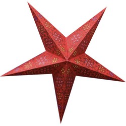 Decoratie kerstster - rood - 40 cm - papier - 5 punten - hangend - Kerststerren