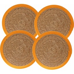 Set van 6x stuks placemats zeegras okergeel 39 cm - Placemats