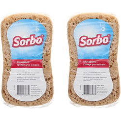 Sorbo Schoonmaakspons - 2x - grote - viscose autospons - 17 x11 cm - Sponzen