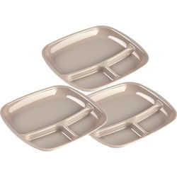 Plasticforte Camping bord 3 vaks - 6x - kunststof - beige - 21 x 24 cm - Gourmetborden