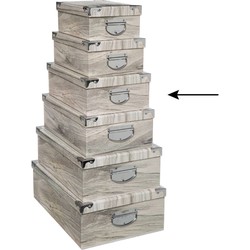5Five Opbergdoos/box - Houtprint licht - L36 x B24.5 x H12.5 cm - Stevig karton - Treebox - Opbergbox