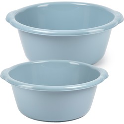 Afwasbak teil - set van 2 formaten - 15 en 20 liter - licht blauw - kunststof - Afwasbak