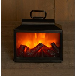 Batterijverlichting haard zwart 18 x 19 x 16 cm met timer