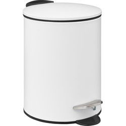 5Five Pedaalemmer - wit - metaal - 3L - 23 cm - soft close - Pedaalemmers