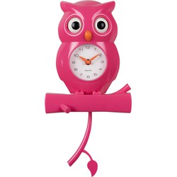 Karlsson - Wandklok Owl Pendulum - Helderroze