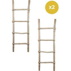 HSM Collection-Decoratieve Ladders S/2 -50x6x150-Naturel-Teak