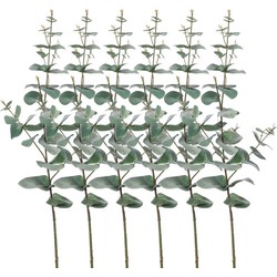 Set van 6x stuks Eucalyptus kunstbloemen takken 68 cm decoratie - Kunstplanten